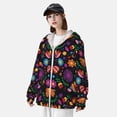 thumbnail image 5 of Goofa Colorful Floral2 Printed Women's UPF 50+ Sun Protection Hoodie Jacket Lightweight Long Sleeve Sun Shirt for Women with Pocket Hiking Outdoor-, 5 of 9
