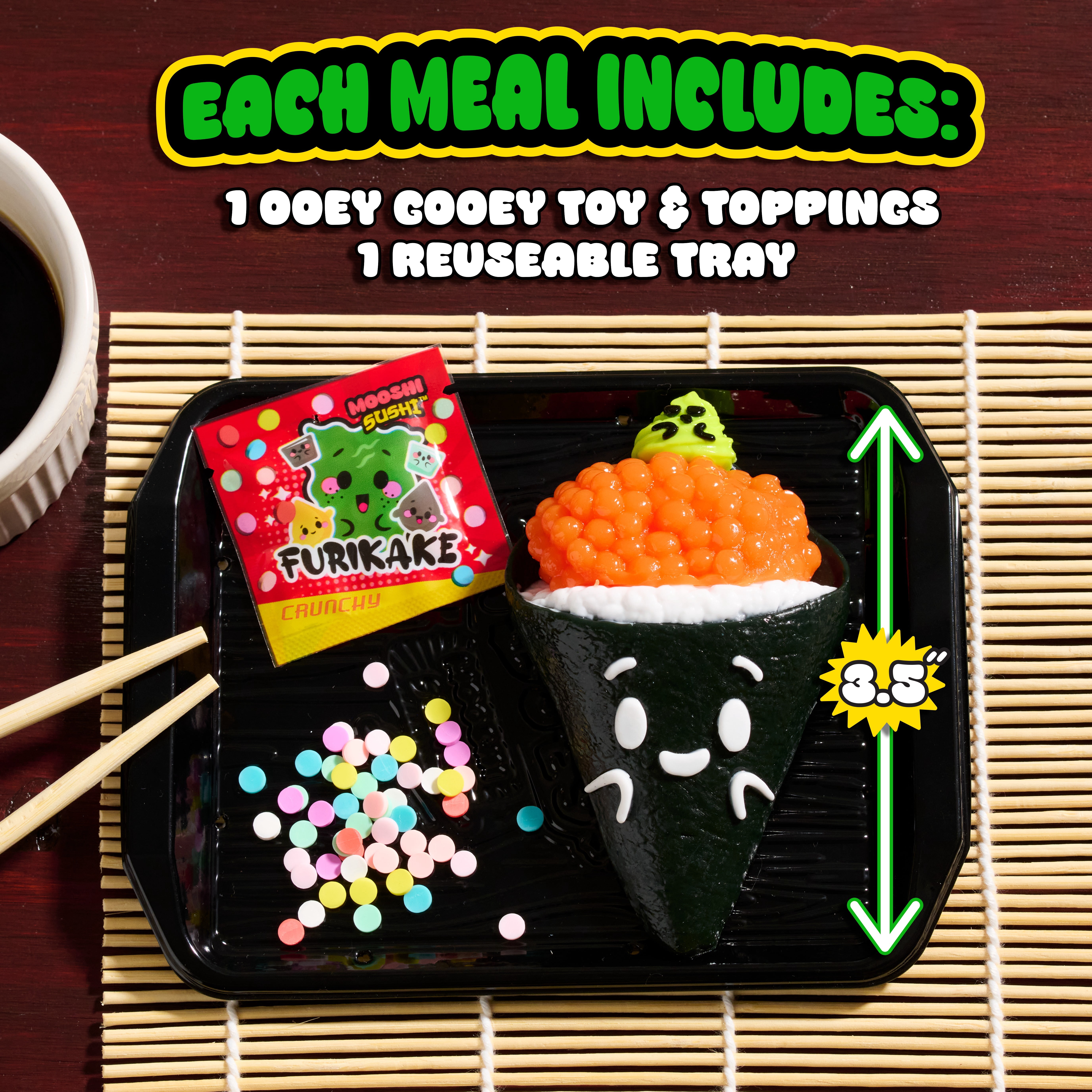 Ooey Gooey Mooshi Sushi Goomaki Squishy Sushi Toy, Stretchy Sensory Fidget Toy for Kids Ages 3+
