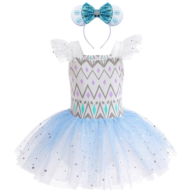 Disney Frozen Elsa Anna Niñas Tutu Vestido Cosplay Princesa Sirena Ariel Jasmine Belle Blancanieves Disfraz Fiesta de cumpleaños para niños Prom3T (Etiqueta 110) Gao Jinjia LED