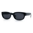 thumbnail image 4 of Mod Fashion Bevel Oval Rectangle Subtle Horn Rim Plastic Sunglasses All Black, 4 of 8