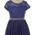 thumbnail image 3 of Big Girls' Lovely Floral Lace Chiffon Sparkling Rhinestone Flowers Girls Dresses Royal 12 (J20KS53), 3 of 3