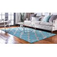 thumbnail image 2 of Unique Loom Trellis Collection Vintage Geometric Transitional Indoor and Outdoor Flatweave Area Rug, 7 x 10 Feet, Turquoise/Beige, 2 of 2