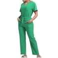 thumbnail image 2 of Nmnitkp Nurse Uniforms Women Set,Natural Uniforms Women's Cool Stretch V-Neck Top and Cargo Pant Scrub Set with Regular and Small Sizes Green,2XL, 2 of 7