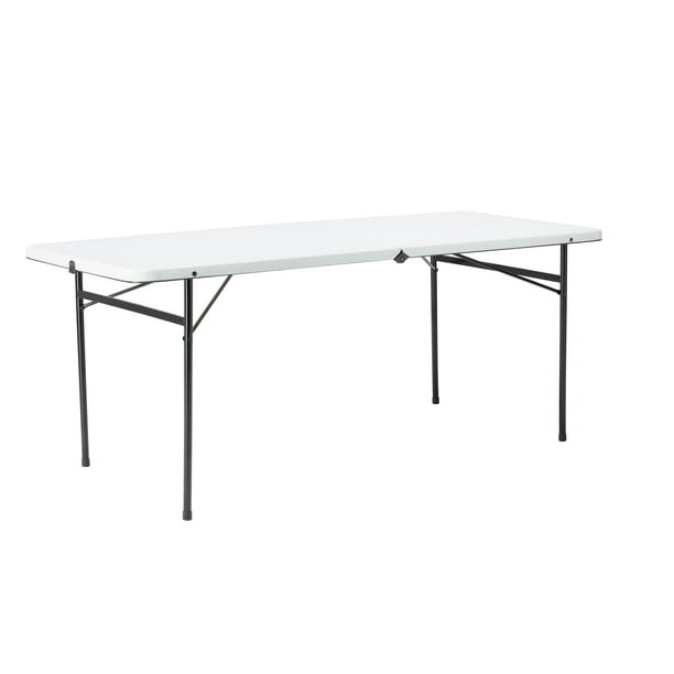 Mainstays 6 Foot Bi-Fold Plastic Folding Table, White - Walmart.com ...