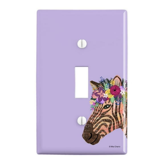 Zebra Flower Floral Hair Plastic Wall Decor Toggle Light Switch Plate Cover