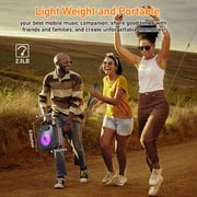 JYX Bluetooth Speaker, Portable Party Speaker with Wired Microphone, DJ Lights, Supports TF Card/ USB, 24H Palytime, D50