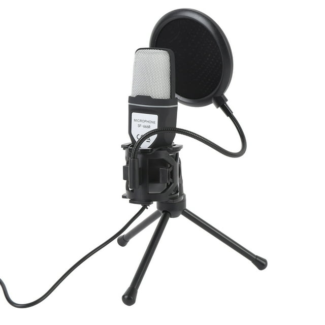 PC Microphone, High Sensitivity USB Wired Gaming Microphone with Tripod Stand for Studio