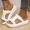 White, variant on Chunky Knitted Sandals For Women Soft Breathable, Candy Platform Heels Colorful Summer Style, Patchwork Beach Slides Non Slip Comfort, Lightweight Open Toe Holiday Vacation Flats