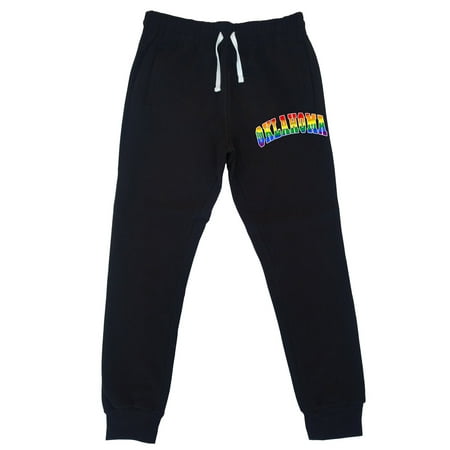 Men's Rainbow Oklahoma KT T71 Black Fleece Gym Jogger Sweatpants 2X-Large Black