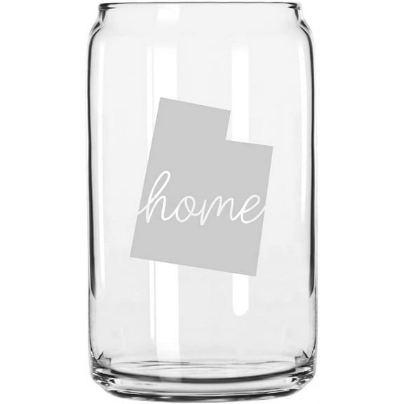 Utah Home States Etched 16oz Libbey Can Glass