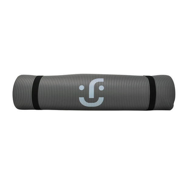 Tapete de Yoga Enrollable Antideslizante, Color Gris | 1.78X60 cm - Ideën | Para Ejercicio y Pilates con Correa de Transporte