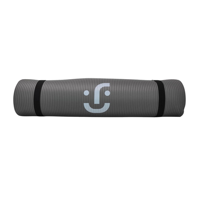 Tapete de Yoga Enrollable Antideslizante, Color Gris | 1.78X60 cm - Ideën | Para Ejercicio y Pilates con Correa de Transporte