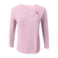 thumbnail image 4 of Homenesgenics Long Sleeve Shirts for Women V Neck Plus Size Women's Loose Summer Casual Solid Color Shirt Top Womens Fall Clothing New Arrivals Pink S, 4 of 5