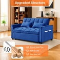 thumbnail image 6 of Hommoo Modern 3 in 1 Convertible Sleeper Sofa Bed, Pull Out Loveseat Couch Futon Sofa Bed with 3-Level Adjustable Back, Blue, 6 of 7