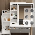 thumbnail image 4 of KULAGAGA Large Vanity Set with 3 Colors Lighted Mirror, Makeup Table with Cushioned Stool, 3 Storage Shelves 4 Drawers, Dressing Table Dresser Desk, 4 of 8