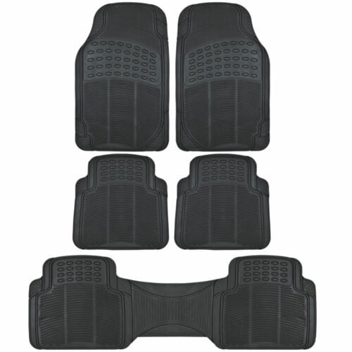 Universal Fit 5-Piece Heavy Duty Rubber Car Floor Mats - All Weather Black Non-Slip Liners for SUV, Truck & Sedan (Front & Rear)