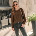 thumbnail image 4 of SUNBS Long Sleeve Shirts for Women Pleated Crewneck Fall Winter Casual Blouses, Sizes S-3XL, 4 of 7