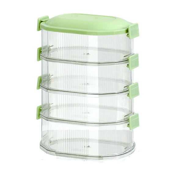 Xecvkr Seasoning Container Fresh-Keeping Storage Box Onion Garlic Ginger Stackable Sealed PET Odor-Proof Leak Resistant Organizer Clear Durable Kitchen Stacking Food Grade 1pc