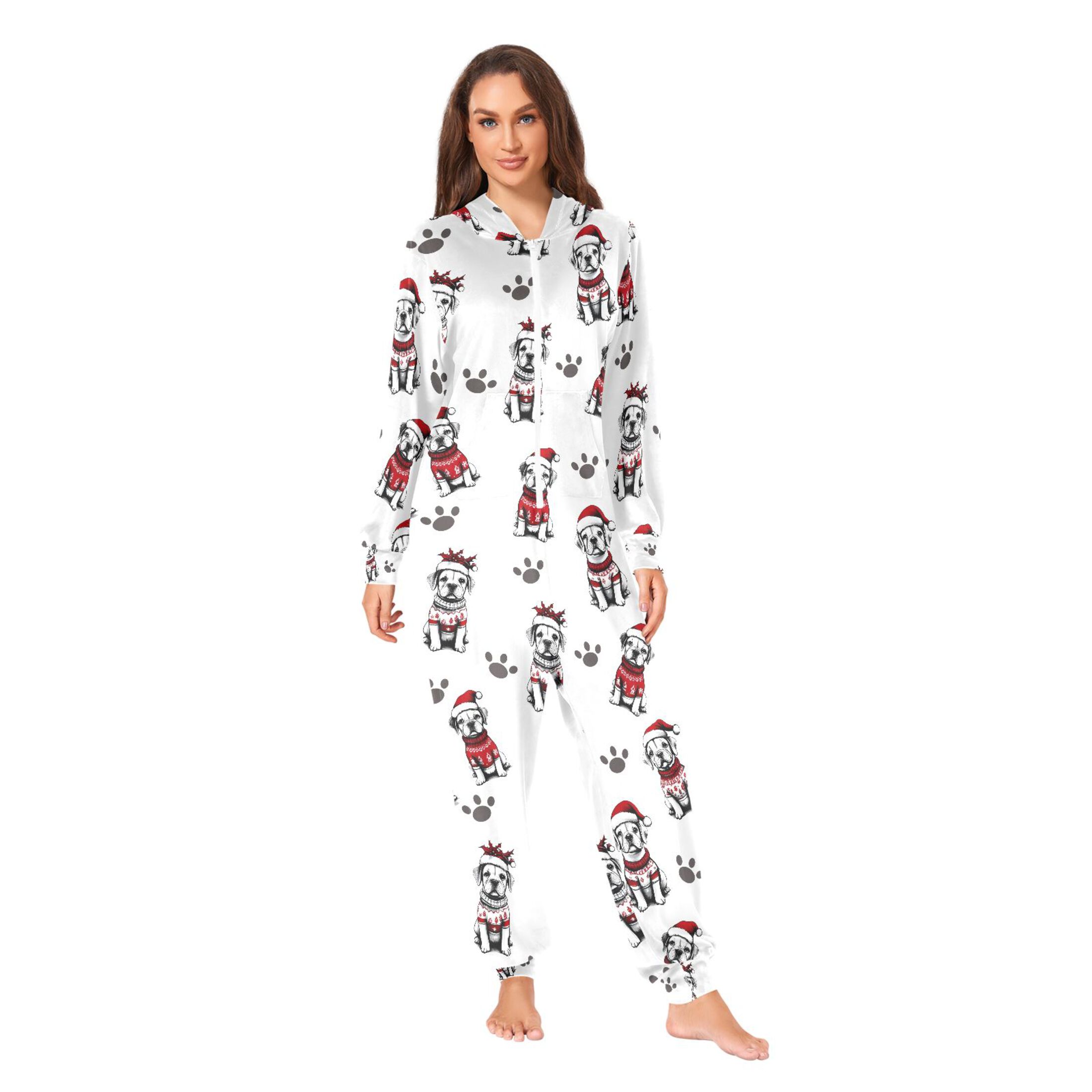 joogoo Dog Christmas Unisex Adults Onesies Pajamas Jumpsuits L