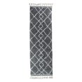 thumbnail image 3 of Diamond Weave Plush Polypropylene Indoor Shag Runner Rug with Fringe - 2’ 7” x 8', Cream-Black, 3 of 10