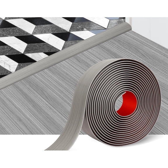 Floor Transition Strip Self Adhesive Carpet Wood Tile Vinyl Flooring Laminate Transition Cover Edge Trim Gap Doorway Threshold for Uneven Floors(20ft x 1.97in, Grey Wood)