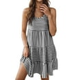 thumbnail image 3 of Meichang Womens Summer Dresses for Women Casual Crewneck Sleeveless Striped Mini Dress Beach Vacation Flowy Ruffle Pleated Short Sundresses, 3 of 9