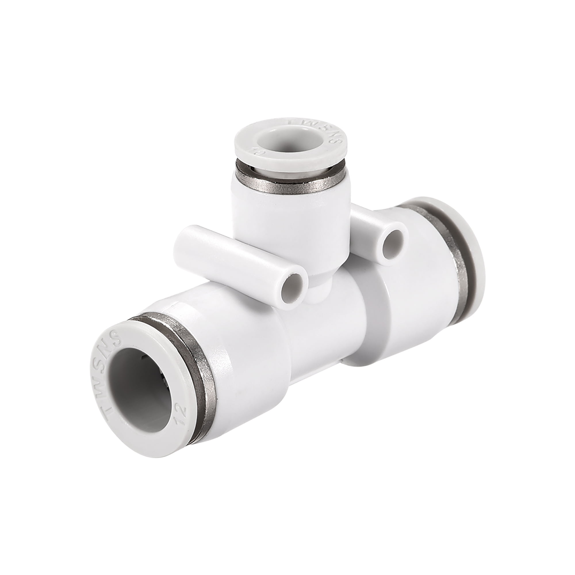 Plastic Tee Push To Connect Tube Fittings,12mm10mm od Push Lock White