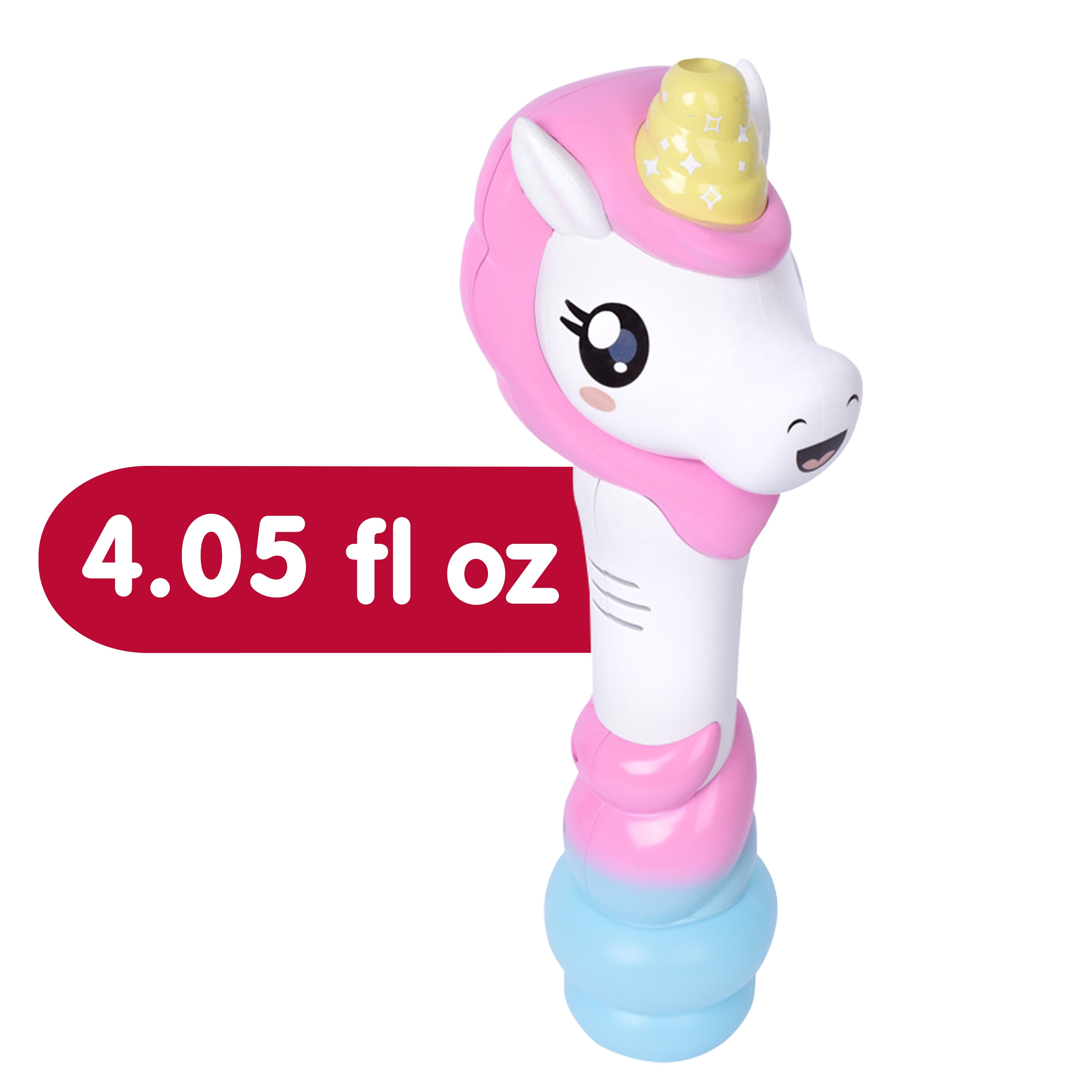 Play Day Unicorn Bubble Wand with Lights and Sounds, 4oz Solution - Unisex, 2AA - Children Ages 3+