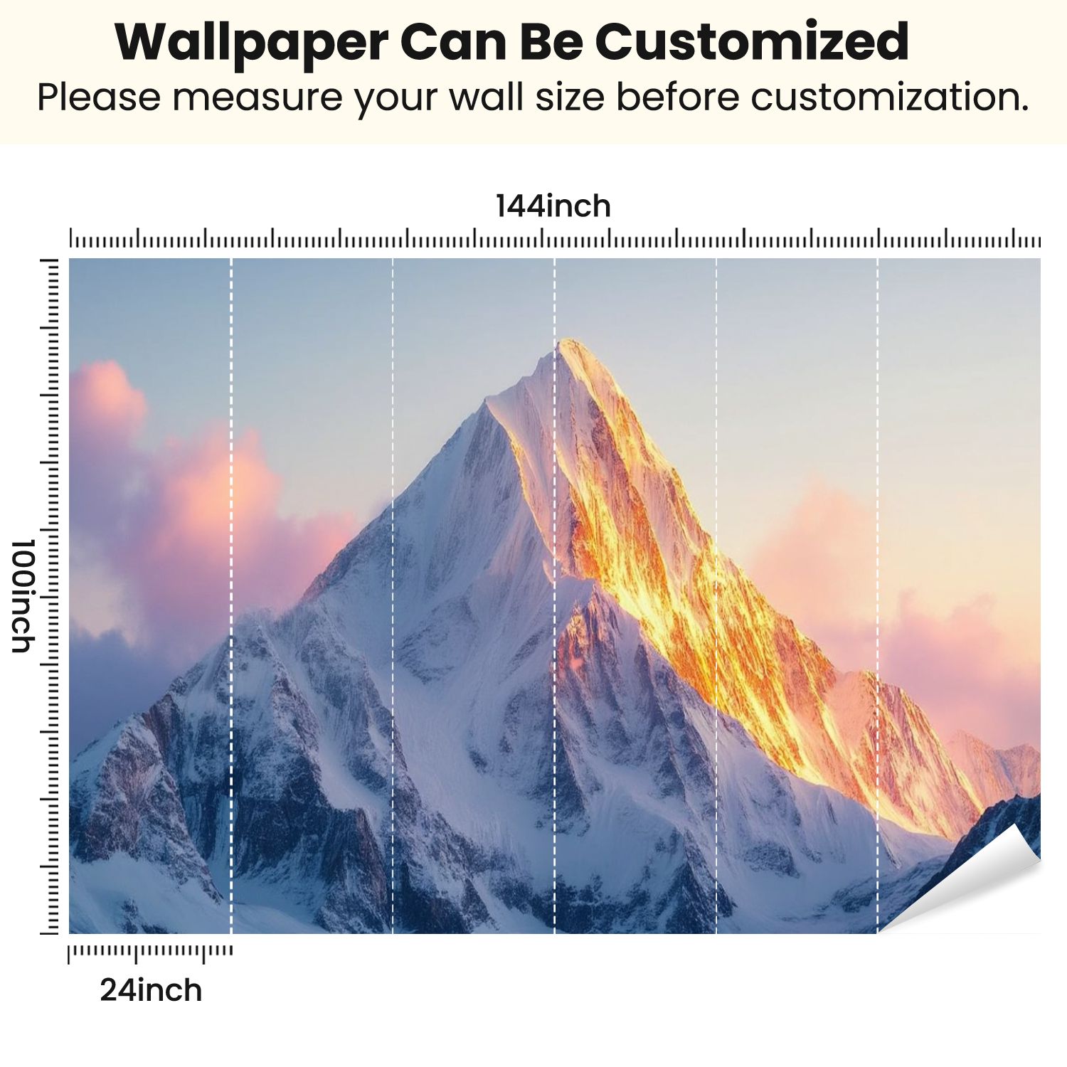 Peel and Stick Wallpaper Snow Mountain Nature Scenery Mountains Photo Snow covered Mountains Modern Art Wall Mural Decor Self Adhesive and Removable 100in x 144in