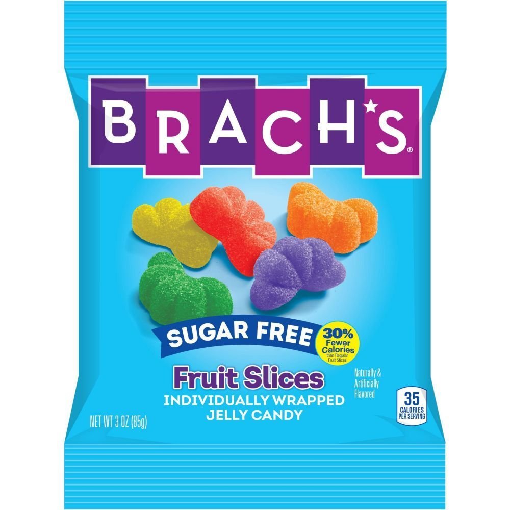12 PACKS Brachs Sugar Free Fruit Slices Jelly Candy, 3 Ounce Peg Bag