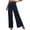 Blue, variant on Ladies Linen Loose Fit Slim Pleated Wide Leg High Waist Buckle Trousers Casual Wide Leg Fashion Court Trousers Elegant And Comfortable Suitable For Daily Life.