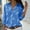 Blue, variant on Womens Tops Fashion Fashion Women's Long Sleeve Turndown Collar Round-Neck Button Casual Elastic Comfy Blouse Shirts