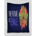 thumbnail image 1 of Girl Slogan Tapestry, The Future is Female Text with a Bunch of Roses on a Brick Wall Neon Power, Wall Hanging for Bedroom Living Room Dorm Decor, 60"W X 80"L, Multicolor, by Ambesonne, 1 of 2