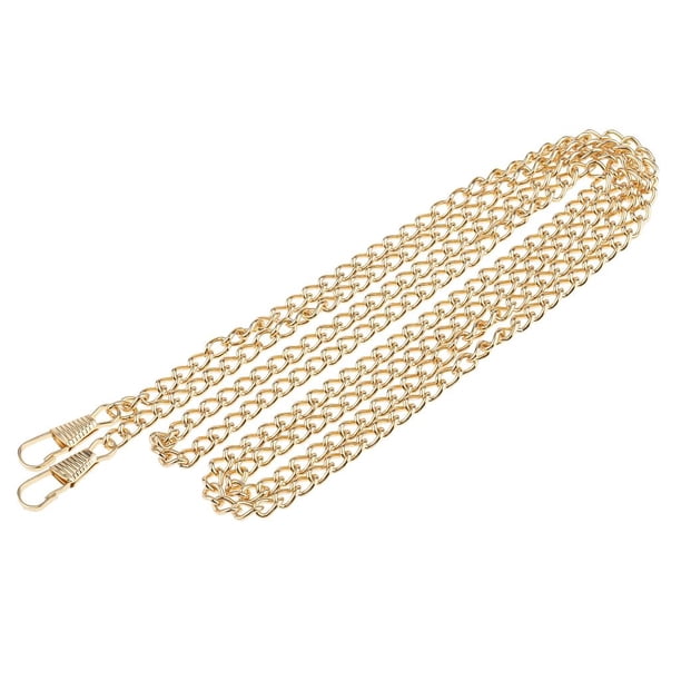 Correa de hombro cruzada de metal delgada de 120 cm con asa y cadena de repuesto. Oro