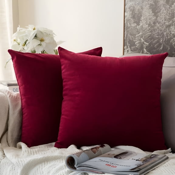 AUQ 2026 New Set of 2 Velvet Throw Pillow Covers,Soft Decorative Square Pillowcases,Luxury Home Décor Cushion Case,18X18"