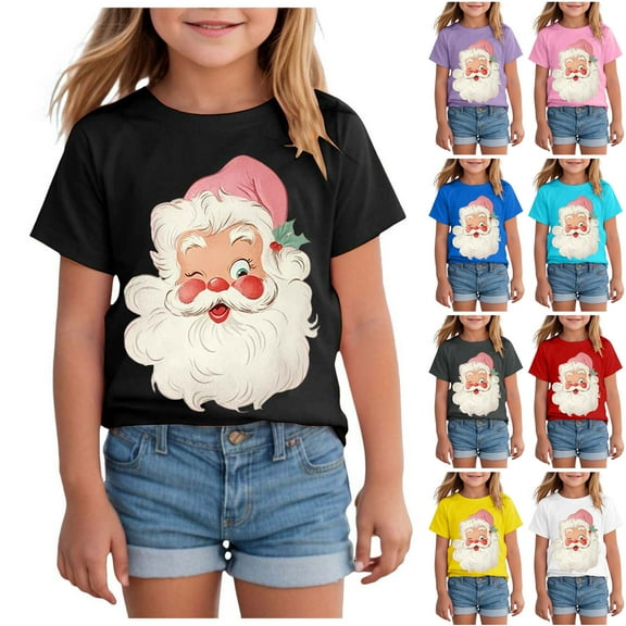 Ulanda Christmas Shirts Toddler Boys Girls Christmas Santa T-Shirt Kids Xmas Holiday Tee Tops (Yellow, 13-14 Years)