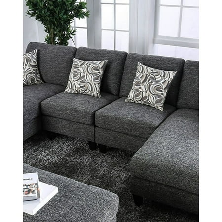 Miekor Furniture Contemporary Armless Chair Gray Color Chenille 1pc Chair Living Room Furniture Plush Seat Pillow 19773