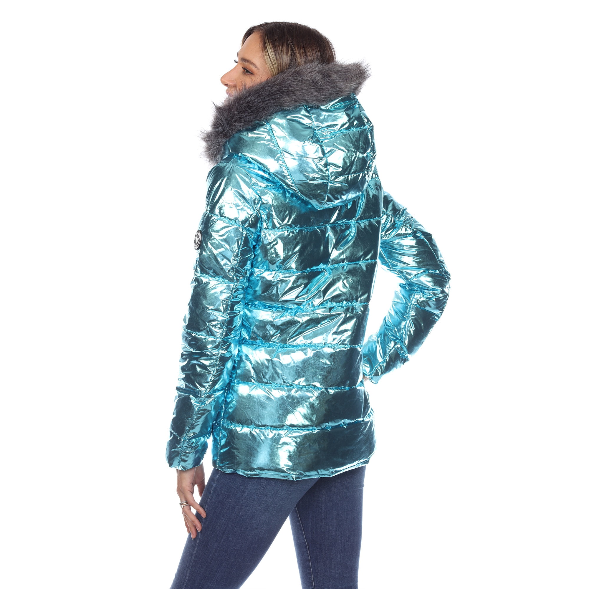 Blauer hooded mid-length puffer coat - White