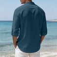 thumbnail image 5 of SAWOBUUN Mens Linen Henley Shirts Long Sleeve Breathable Pullover Top Loose Fit Casual Beach Vacation T-Shirt, 5 of 9