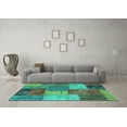 thumbnail image 3 of Ahgly Company Machine Washable Indoor Square Patchwork Turquoise Blue Transitional Area Rugs, 5' Square, 3 of 4