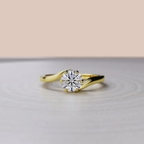 1.5Ct Round Cut Moissanite Diamond Ring in 14K Yellow Gold Plated