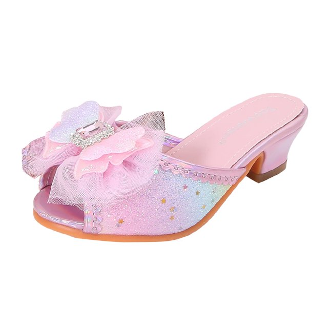 IUJSOY Sandales à Enfiler pour Filles Chaussures de Princesse Talon Bas Petites Enfants 11