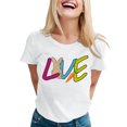 thumbnail image 1 of TSADFHJI Hauts d'Été Grande Taille pour Femmes T-Shirt Décontracté Simple Couleur Unie Col Rond Manches Courtes Impression Drôle T-Shirt Manches Courtes m Blanc, 1 of 5