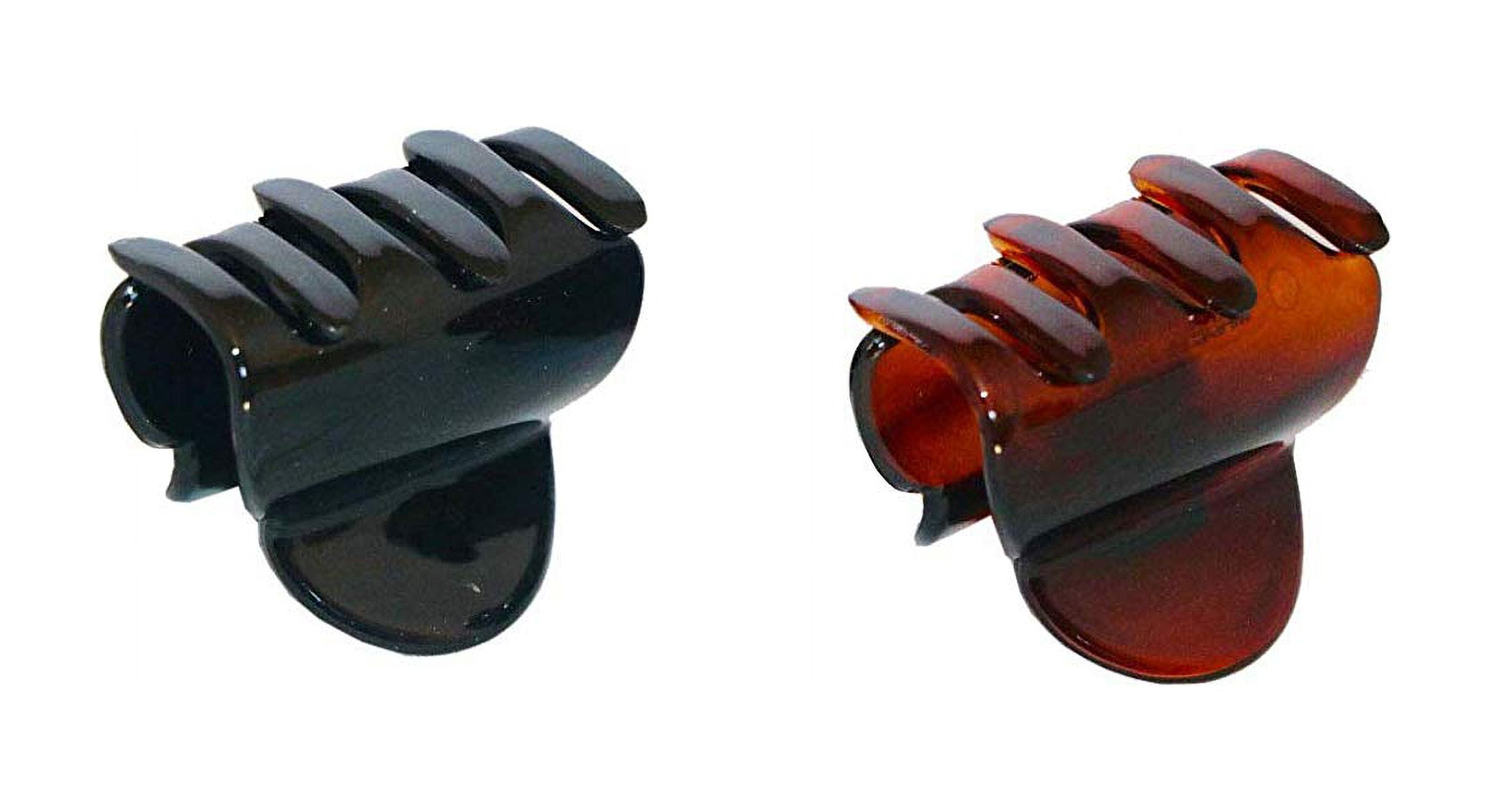 Parcelona French Duo Plain Shell And Black Celluloid Set of 2 Small Hair Claws