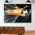 thumbnail image 2 of wall26 Canvas Print Wall Art Fiery Soccer Ball Makes a Goal Sports Athletes Photography Realism Contemporary Scenic Urban Multicolor Ultra for Living Room, Bedroom, Office - 32"x48", 2 of 5