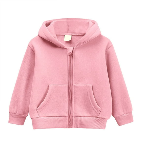 CAIVO Autumn Winter Baby Boy Girl Zip Up Hoodies Solid Color Hooded Sweatshirt Long Sleeve Jacket Casual Outerwear Fall Clothes Classic Toddler Child Daily Wear