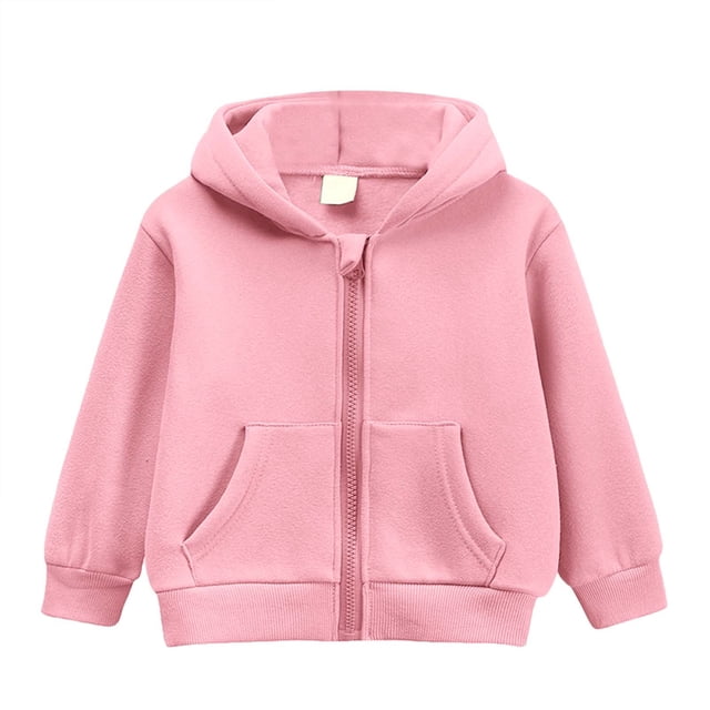 PMVFHDE Zip-Up Hooded Sweatshirt | Thermal Lined Pullover for Winter | Quick Change Design Pink,7-8 Years