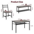 thumbnail image 4 of Yiwa Dining Table Set for 4 with Bench and 2 Chairs, Rectangular Kitchen Table Set with Wine Rack, Dining Room Table Set for 4 with Storage Benches for Small Space, Apartment, Rusric Grey, 4 of 8