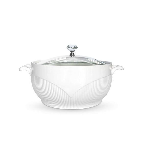 Ceramic Soup Tureen with Glass Lid,White Porcelain Porcelain Serving Tureen Soup Decoration Cute Ceramic Covered Tureens for Soup