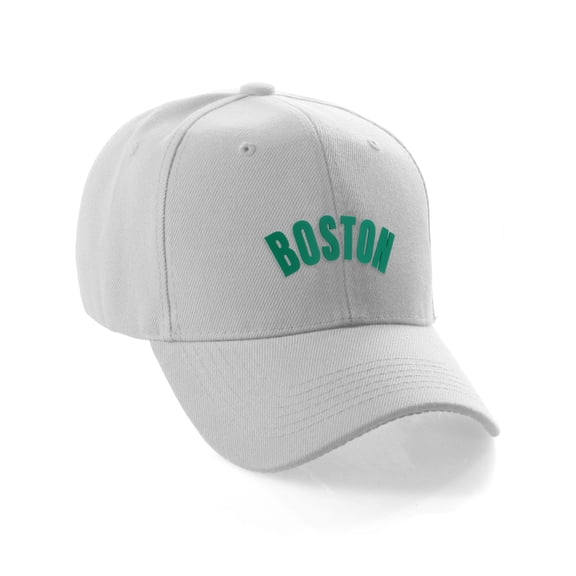 Daxton USA Cities States Baseball Hat Cap Arch Letters, Boston White Green